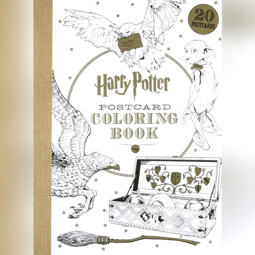 NEW HARRY POTTER POSTCARD COLLERING BOOK WITH 20 POST CARDS LIBRARY BOUND!